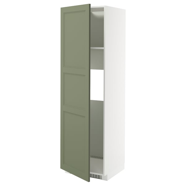 METOD High cab f fridge or freezer w door, white/Axstad grey-green, 60x60x200 cm
