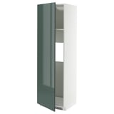 METOD High cab f fridge or freezer w door, white/Kallarp high-gloss dark grey-green, 60x60x200 cm