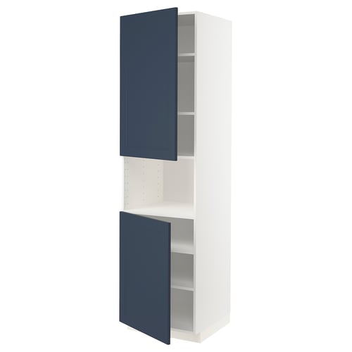 METOD kitchen cabinet with blue doors, slim, tall, modern design.