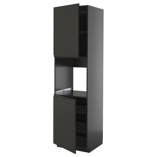Modern dark grey METOD kitchen unit with adjustable shelves.