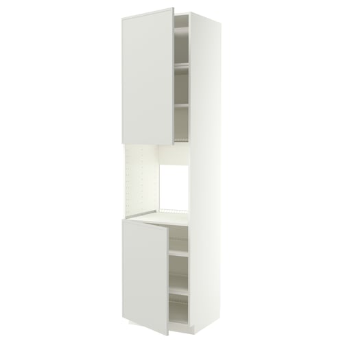 METOD High cab f oven w 2 doors/shelves, white/Aspudden light grey, 60x60x240 cm
