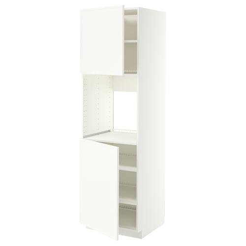 METOD High cab f oven w 2 doors/shelves, white/Aspudden matt white, 60x60x200 cm
