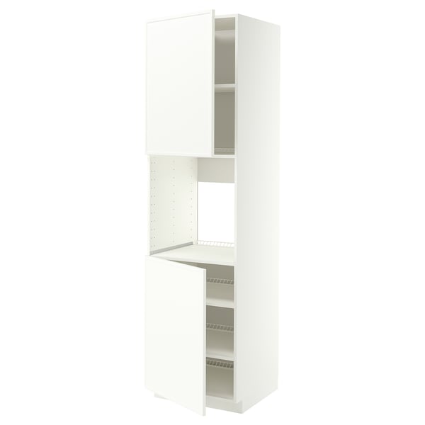 METOD High cab f oven w 2 doors/shelves, white/Aspudden matt white, 60x60x220 cm