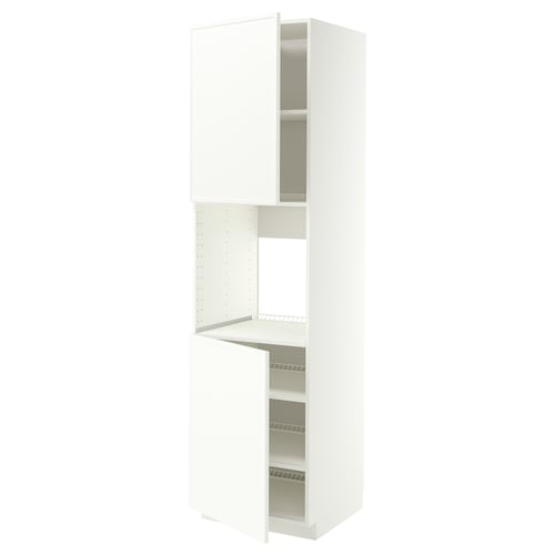 METOD High cab f oven w 2 doors/shelves, white/Aspudden matt white, 60x60x220 cm