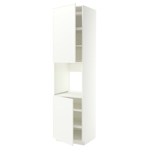 METOD High cab f oven w 2 doors/shelves, white/Aspudden matt white, 60x60x240 cm