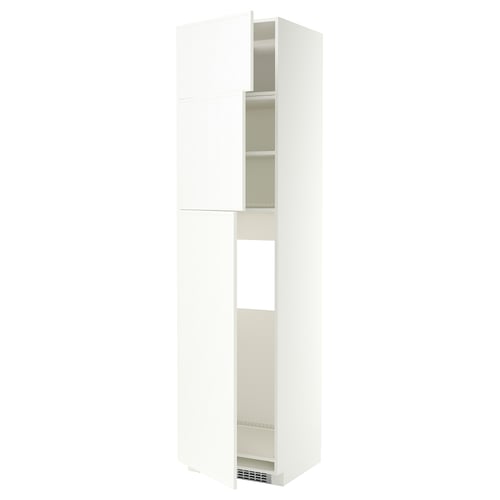 METOD High cab for fridge with 3 doors, white/Aspudden matt white, 60x60x240 cm