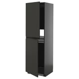 METOD High cabinet for fridge/freezer, black-grey/Upplöv matt anthracite, 60x60x200 cm