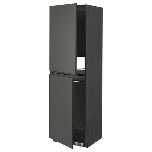 Modern dark grey kitchen cabinet with two doors and shelves, part of the METOD system.