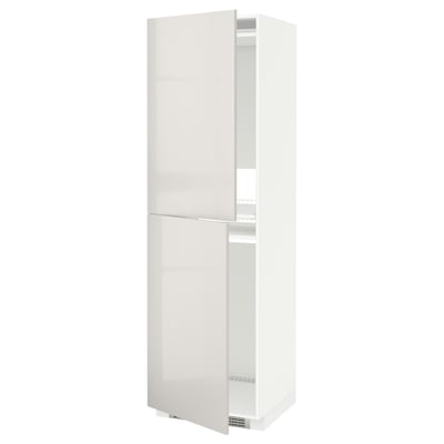 METOD High cabinet for fridge/freezer, white/Ringhult light grey, 60x60x200 cm
