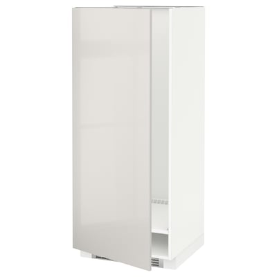 METOD High cabinet for fridge/freezer, white/Ringhult light grey, 60x60x140 cm