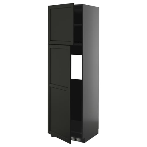 Black METOD kitchen cabinet with adjustable shelves, traditional design.