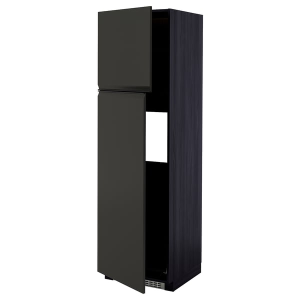 METOD High cabinet for fridge w 2 doors, black/Upplöv matt anthracite, 60x60x200 cm