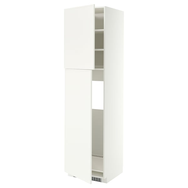 METOD High cabinet for fridge w 2 doors, white/Aspudden matt white, 60x60x220 cm
