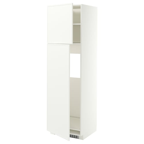 METOD High cabinet for fridge w 2 doors, white/Aspudden matt white, 60x60x200 cm