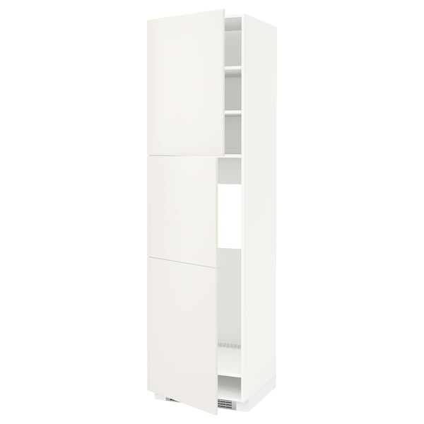 METOD High cabinet for fridge w 2 doors, white/Veddinge white, 60x60x220 cm