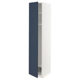 METOD High cabinet w shelves/wire basket, white Axstad/matt blue, 40x60x200 cm