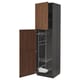 METOD High cabinet with cleaning interior, black Enköping/brown walnut effect, 60x60x220 cm