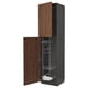 METOD High cabinet with cleaning interior, black Enköping/brown walnut effect, 60x60x240 cm