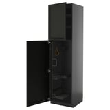 METOD High cabinet with cleaning interior, black-grey/Lerhyttan black stained, 60x60x220 cm