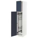 METOD High cabinet with cleaning interior, white Axstad/matt blue, 40x60x200 cm