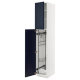 METOD High cabinet with cleaning interior, white Axstad/matt blue, 40x60x220 cm