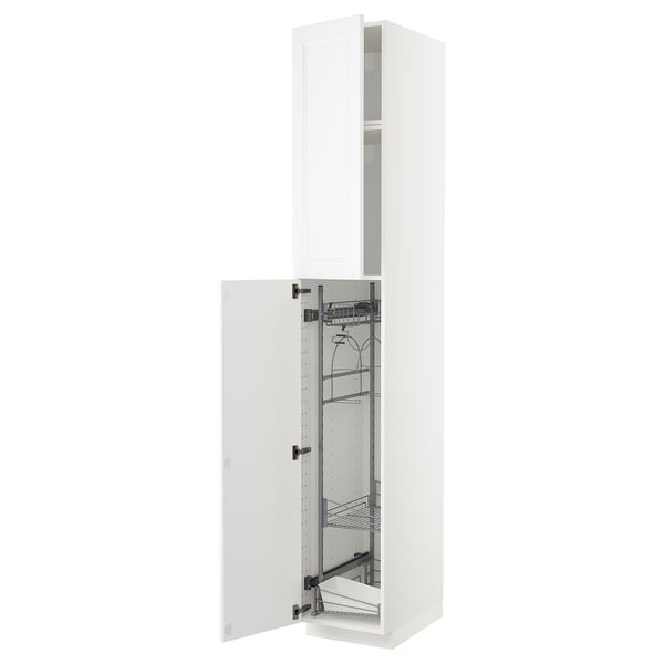 METOD High cabinet with cleaning interior, white/Axstad matt white, 40x60x240 cm