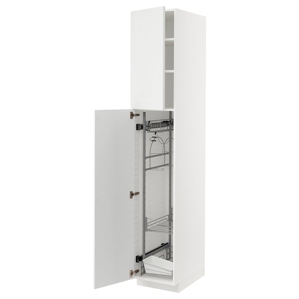 METOD High cabinet with cleaning interior, white/Axstad matt white, 40x60x220 cm