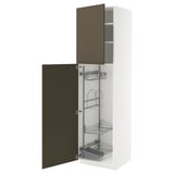 METOD High cabinet with cleaning interior, white/Havstorp brown-beige, 60x60x220 cm