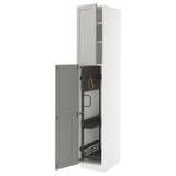 METOD High cabinet with cleaning interior, white/Lerhyttan light grey, 40x60x220 cm