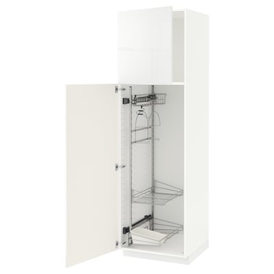 METOD High cabinet with cleaning interior, white/Ringhult white, 60x60x200 cm