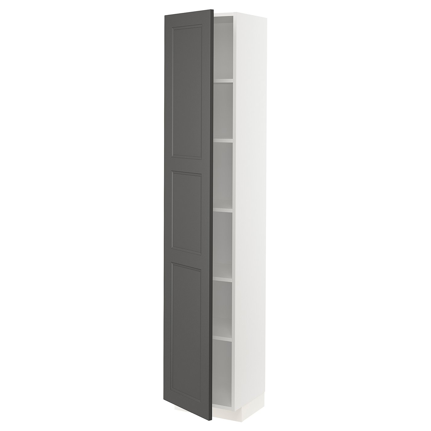 METOD white, Axstad dark grey, High cabinet with shelves ...