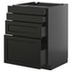 METOD / KNIVSHULT Base cab 4 frnts/4 drawers, black-grey/Lerhyttan black stained, 60x60 cm
