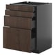 METOD / KNIVSHULT Base cab 4 frnts/4 drawers, black-grey/Sinarp brown, 60x60 cm