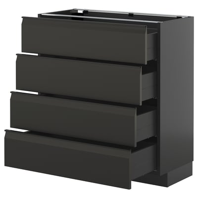 METOD / KNIVSHULT Base cab 4 frnts/4 drawers, black-grey/Upplöv matt anthracite, 80x37 cm