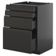 METOD / KNIVSHULT Base cab 4 frnts/4 drawers, black-grey/Upplöv matt anthracite, 60x60 cm