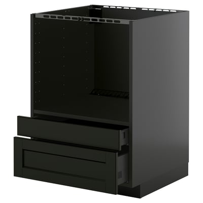 METOD / KNIVSHULT Base cabinet f combi micro/drawers, black-grey/Lerhyttan black stained, 60x60 cm