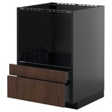 METOD / KNIVSHULT Base cabinet f combi micro/drawers, black-grey/Sinarp brown, 60x60 cm