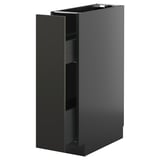 METOD / KNIVSHULT Base cabinet/pull-out int fittings, black-grey/Nickebo matt anthracite, 20x60 cm