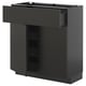 METOD / KNIVSHULT Base cabinet with drawer/2 doors, black-grey/Nickebo matt anthracite, 80x37 cm