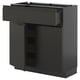 METOD / KNIVSHULT Base cabinet with drawer/2 doors, black-grey/Upplöv matt anthracite, 80x37 cm