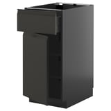 METOD / KNIVSHULT Base cabinet with drawer/door, black-grey/Upplöv matt anthracite, 40x60 cm