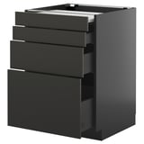 METOD / KNIVSHULT Bc w pull-out work surface/3drw, black-grey/Nickebo matt anthracite, 60x60 cm