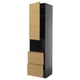 METOD / KNIVSHULT Hi cab f micro w door/2 drawers, black-grey/Voxtorp oak effect, 60x60x240 cm