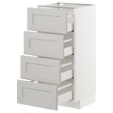 METOD / MAXIMERA Base cab 4 frnts/4 drawers, white/Lerhyttan light grey, 40x37 cm