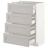METOD / MAXIMERA Base cab 4 frnts/4 drawers, white/Lerhyttan light grey, 60x37 cm
