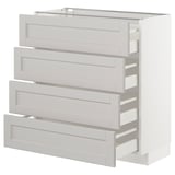 METOD / MAXIMERA Base cab 4 frnts/4 drawers, white/Lerhyttan light grey, 80x37 cm