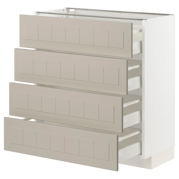 METOD / MAXIMERA Base cab 4 frnts/4 drawers, white/Stensund beige, 80x37 cm