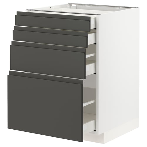 METOD kitchen unit: white & dark grey drawers, modern design, sturdy construction.