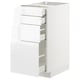 White high gloss kitchen cabinet with multiple drawers, sleek design, high-quality finish.