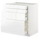 White METOD kitchen unit with three drawers, sleek handle-less design.